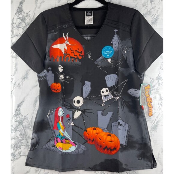 Disney Tooniforms Size Small The Nightmare Before Christmas Modern Classic Scrub - Picture 1 of 10